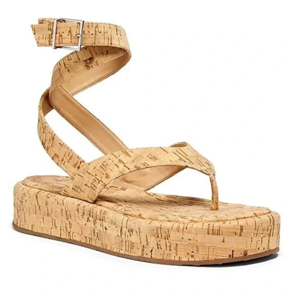 Schutz Tessie 50MM Cork Platform Sandals Women's 9B Boho Summer Shoe Flip Flop